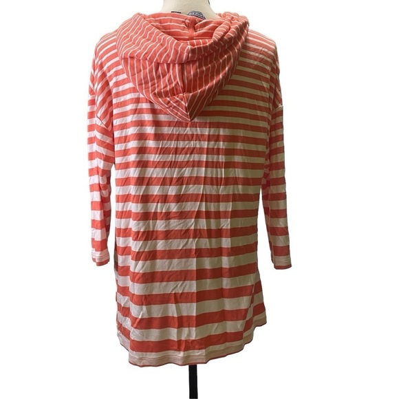 Lands’ End Striped Hooded Long Sleeve Shirt Sz Medium (10-12) - Picture 4 of 9